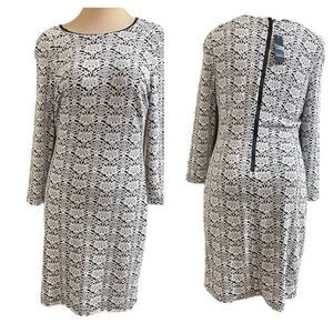 NWT Bebe Black White Bodycon Lace Tribal Jaquard Dress Size Large New